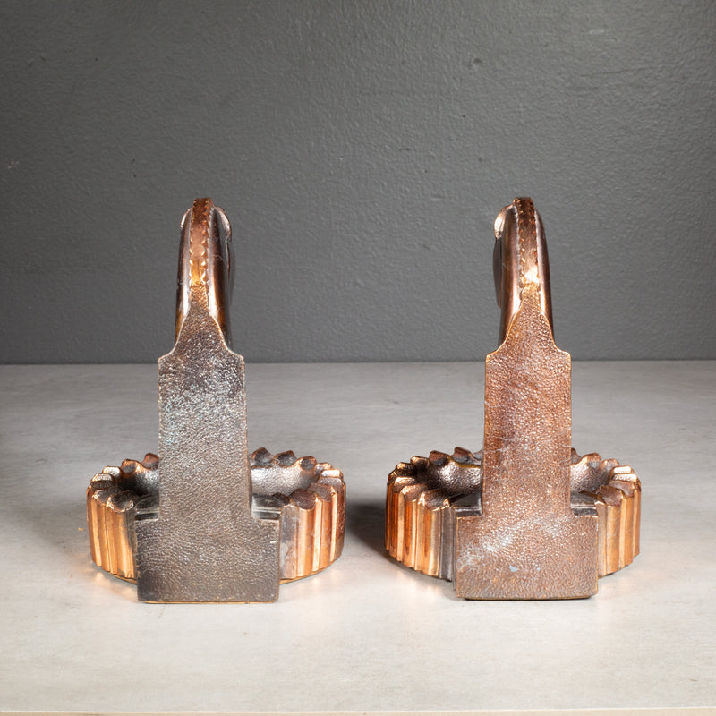 Bronze and Copper Plated Trojan Horse Bookends/Pipe Rests c.1930