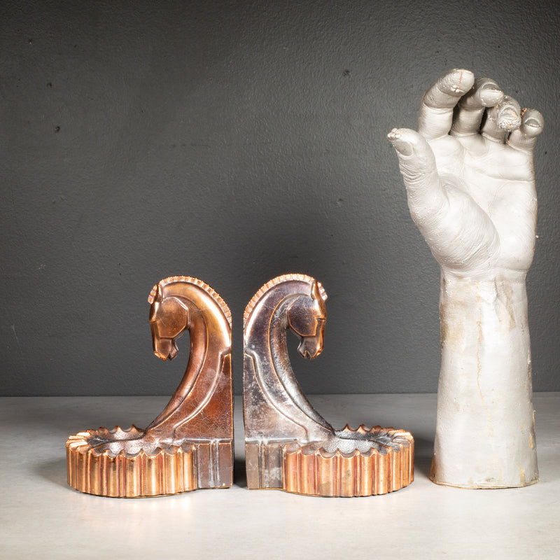 Bronze and Copper Plated Trojan Horse Bookends/Pipe Rests c.1930