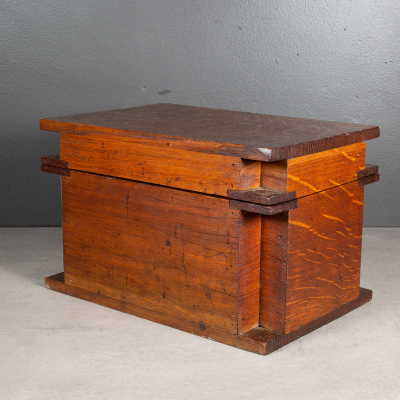 Handmade Wooden Box with Inner Tray and Secret Drawer c.1880-1920