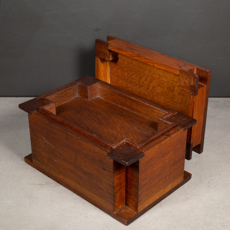 Handmade Wooden Box with Inner Tray and Secret Drawer c.1880-1920