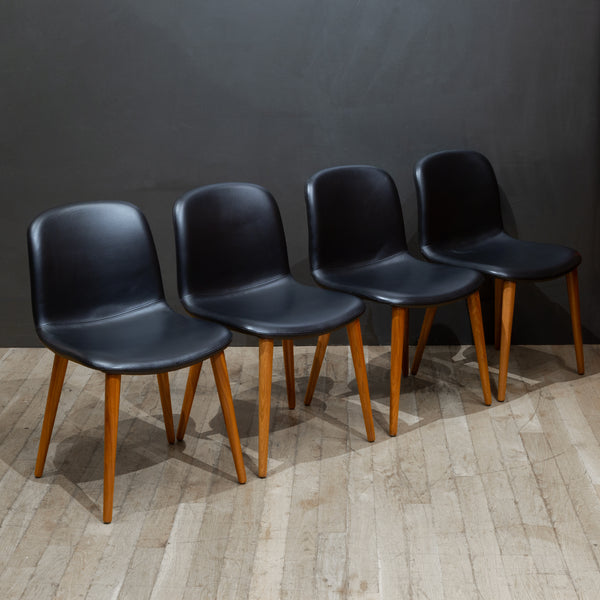 Bacco Leather and Oak Dining Chairs, Italy-Price per chair