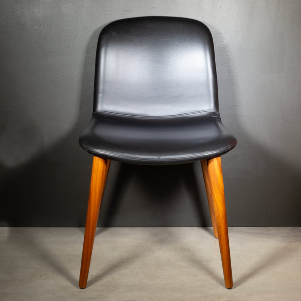 Bacco Leather and Oak Dining Chairs, Italy-Price per chair