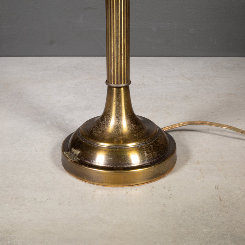 Vintage Brass Banker's Lamp with Green Glass Shade c.1950-1970