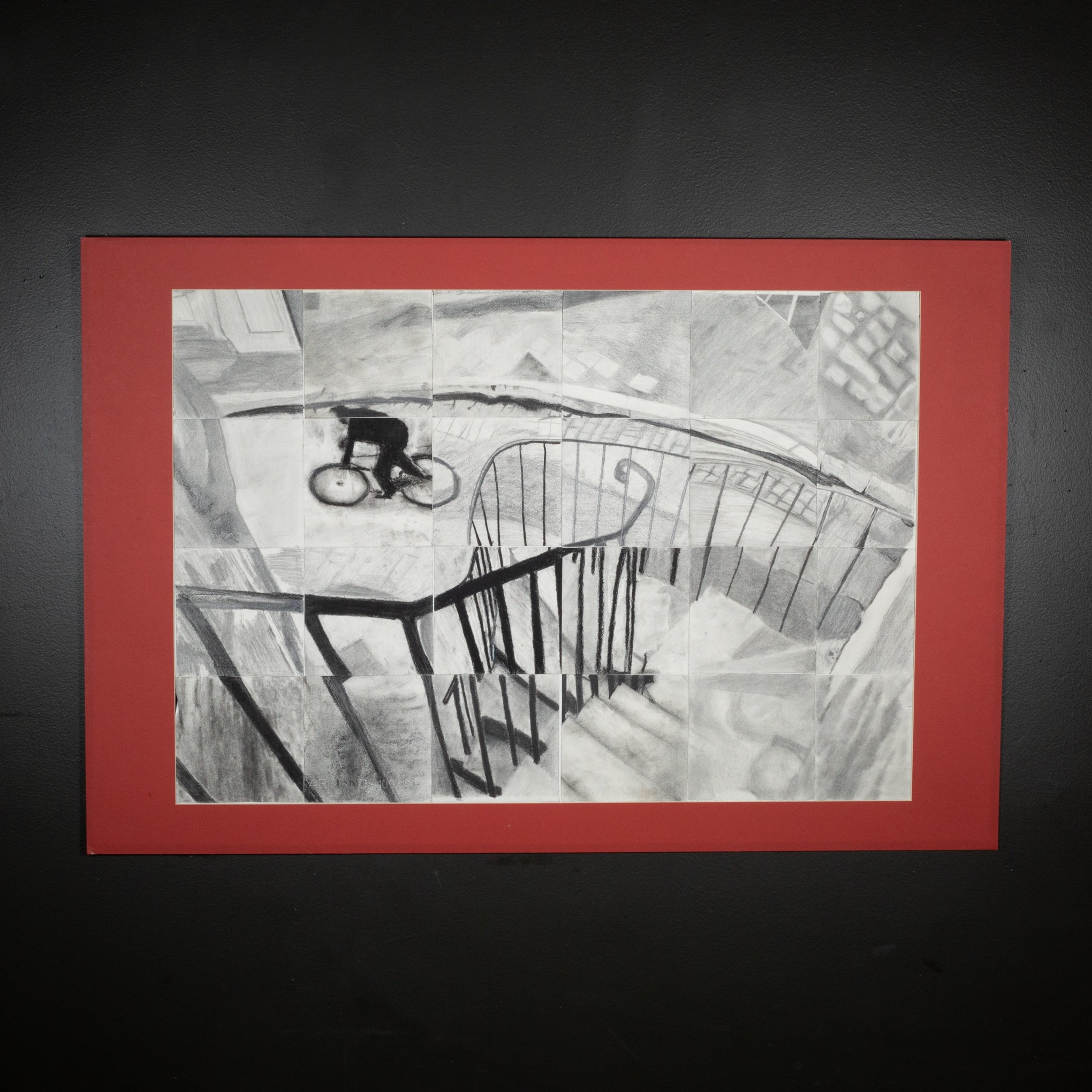 MOSAIC CHARCOAL ARTWORK, STUDY OF HENRI CARTIER-BRESSON'S HYERES