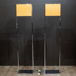 Chrome and Wood Veneer Floor Lamps, Italy