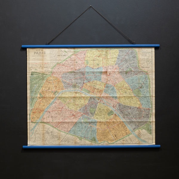 Early 20th c. Plan of Paris Map c.1920