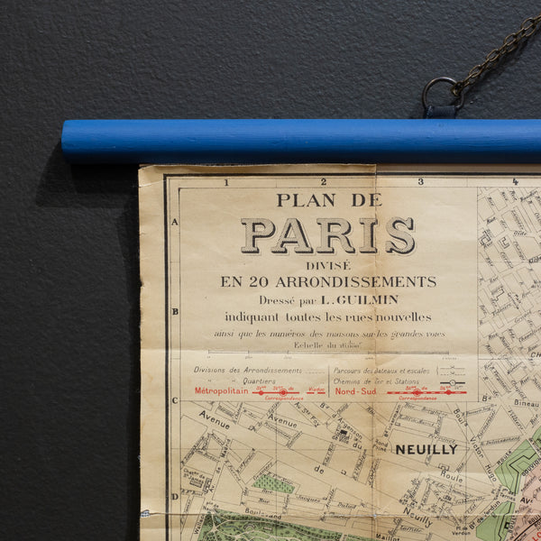 Early 20th c. Plan of Paris Map c.1920