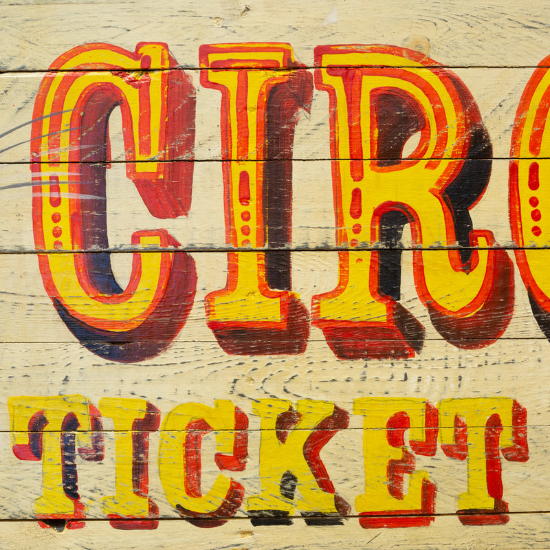 Hand Painted Wood Circus Ticket Office Sign