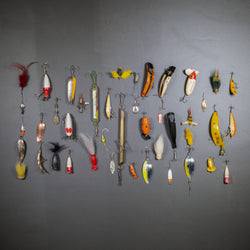 Collection of Painted Wooden and Metal Fishing Lures c.1940 Collection of Painted Wooden and Metal Fishing Lures c.1940