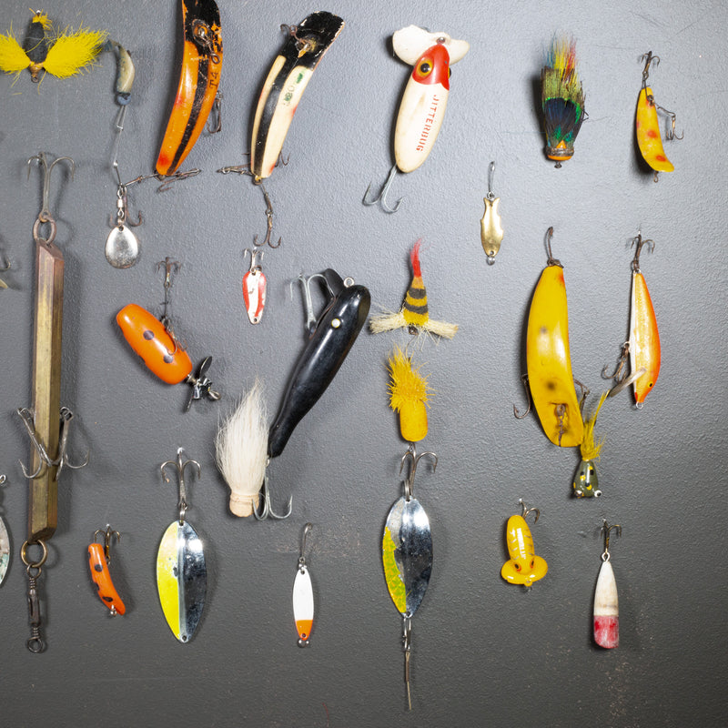 Collection of Painted Wooden and Metal Fishing Lures c.1940