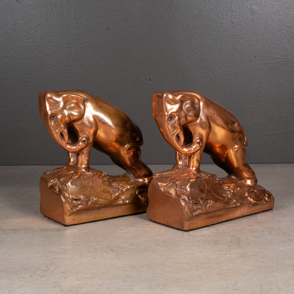 Art Deco Copper Plated Elephant Bookends c.1920-1930