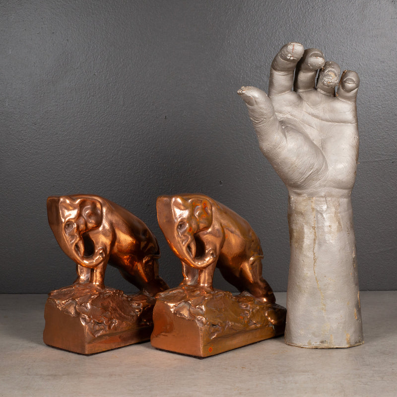 Art Deco Copper Plated Elephant Bookends c.1920-1930