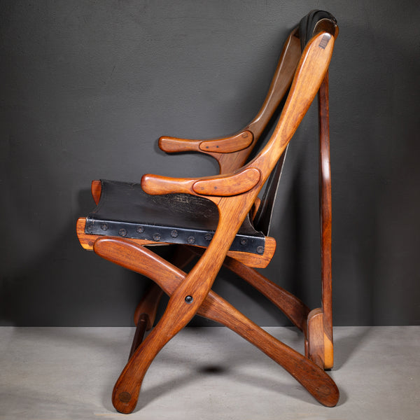 Don Shoemaker Rosewood and Leather Folding Arm Chairs, Mexico c.1960-Price per chair
