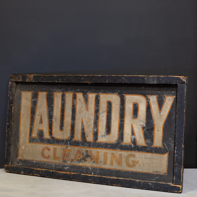 Antique Double Sided Laundry Cleaning Sign c.1900