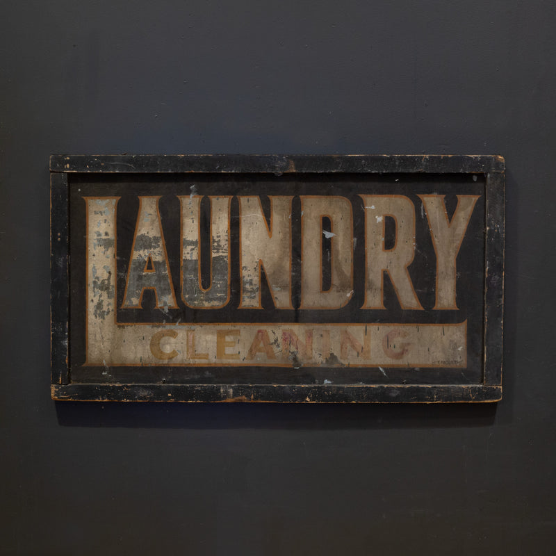 Antique Double Sided Laundry Cleaning Sign c.1900