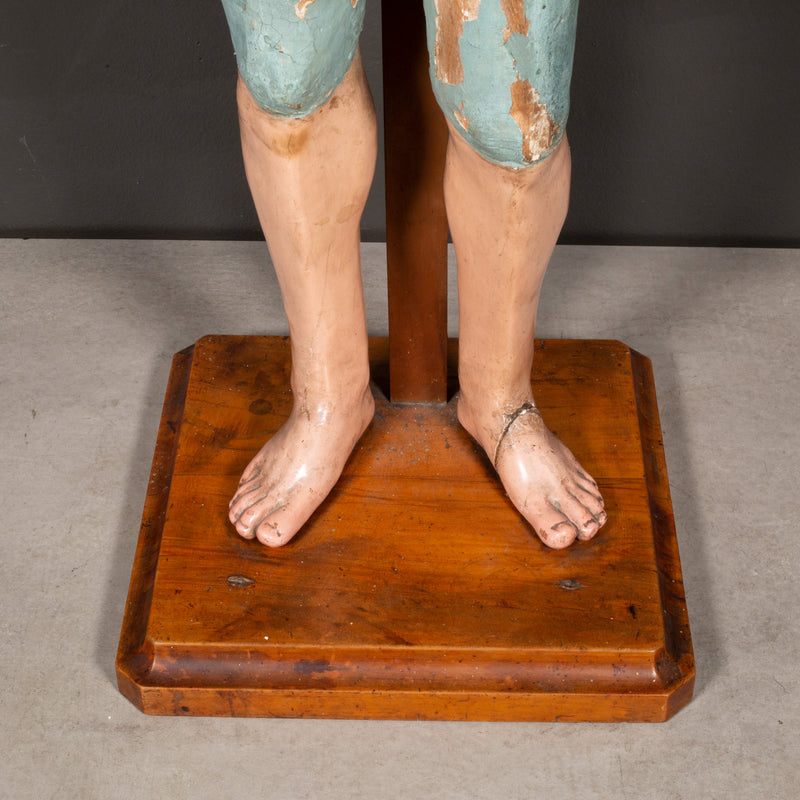 Large Early 19th c. Polychromed Mexican Hand Carved Wooden Santo c.1820