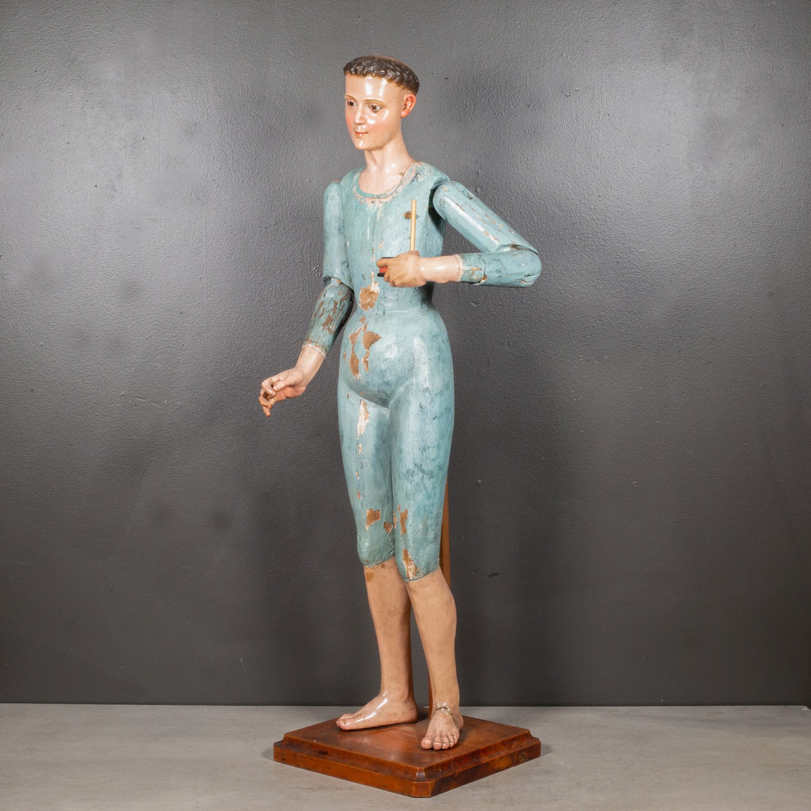 Large Early 19th c. Polychromed Mexican Hand Carved Wooden Santo c