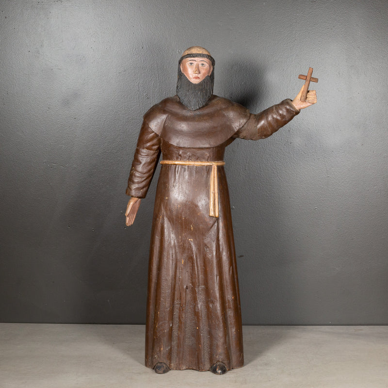 19th c. French Hand Carved Wooden Monk