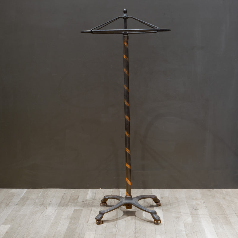 Early 20th c. Cast Iron Coat/Garment Rounder Rolling Rack c.1910