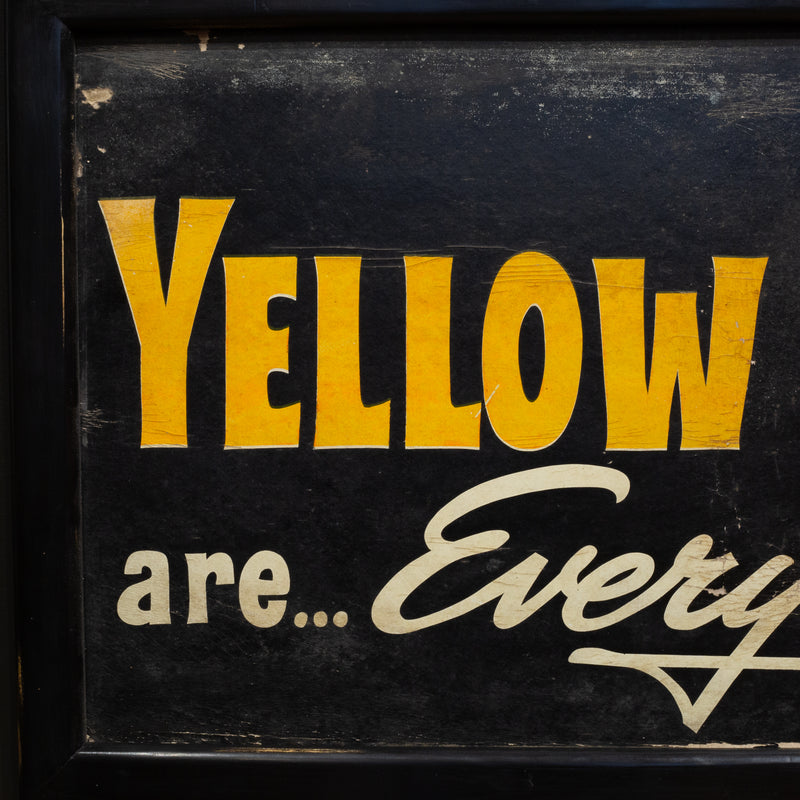 Vintage Framed Yellow Cabs Sign c.1940-1950