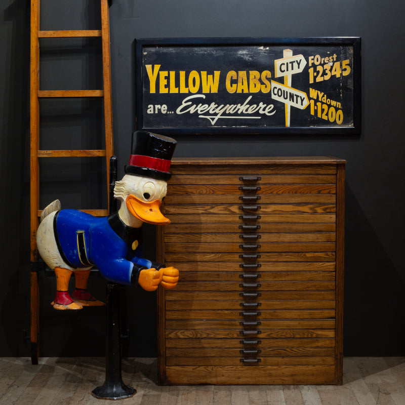 Vintage Framed Yellow Cabs Sign c.1940-1950