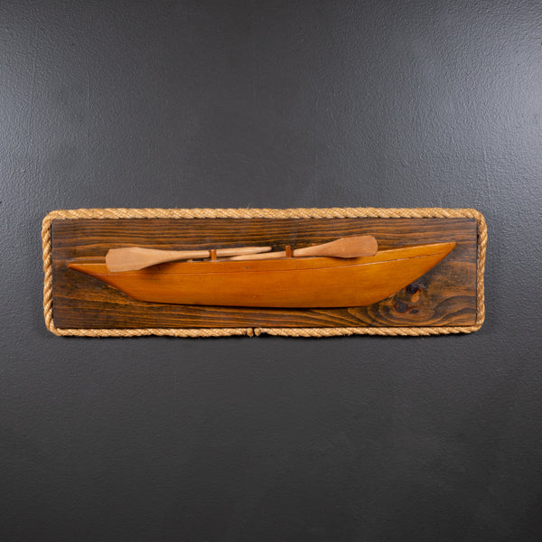 Early-Mid 20th c. Hand Made Wooden Half Hull with Oars