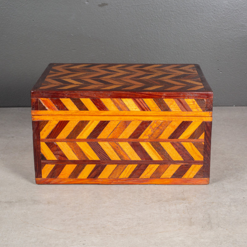 Handmade Herringbone Inlay Wooden Box c.1940 | S16 Home