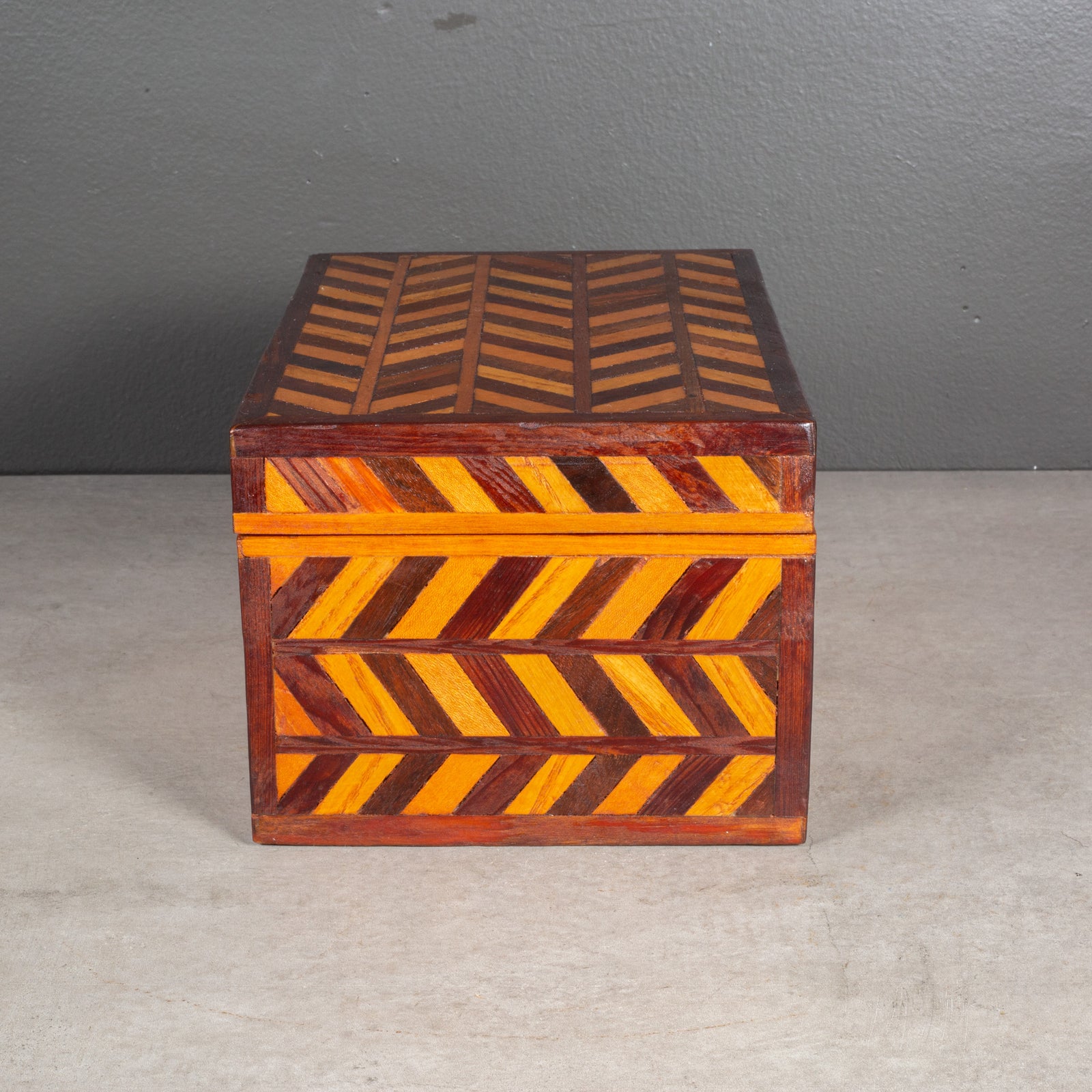 Handmade Herringbone Inlay Wooden Box c.1940 | S16 Home