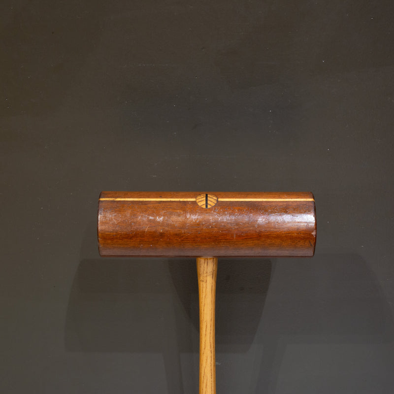 Early 20th c. Walnut and Maple Inlay Croquet Mallet