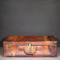 Antique Leather Luggage with Original Italian Travel Tag c.1920