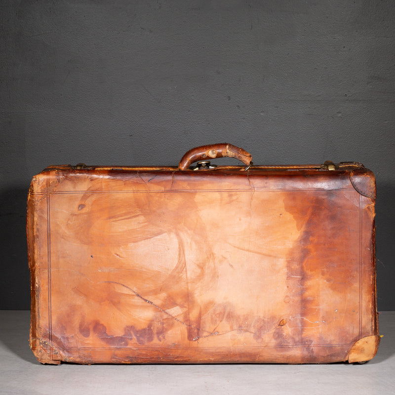 Antique Leather Luggage with Original Italian Travel Tag c.1920