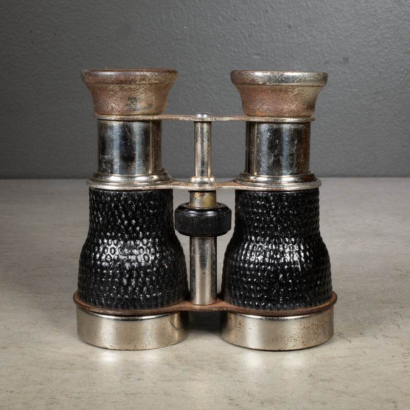 Early 20th c. Nickel Plate and Faux Alligator French Field Binoculars c.1930-1940