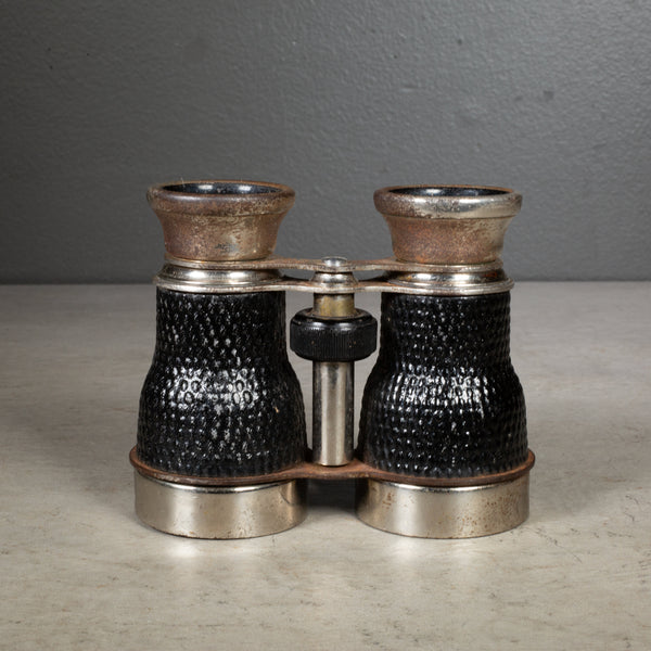 Early 20th c. Nickel Plate and Faux Alligator French Field Binoculars c.1930-1940