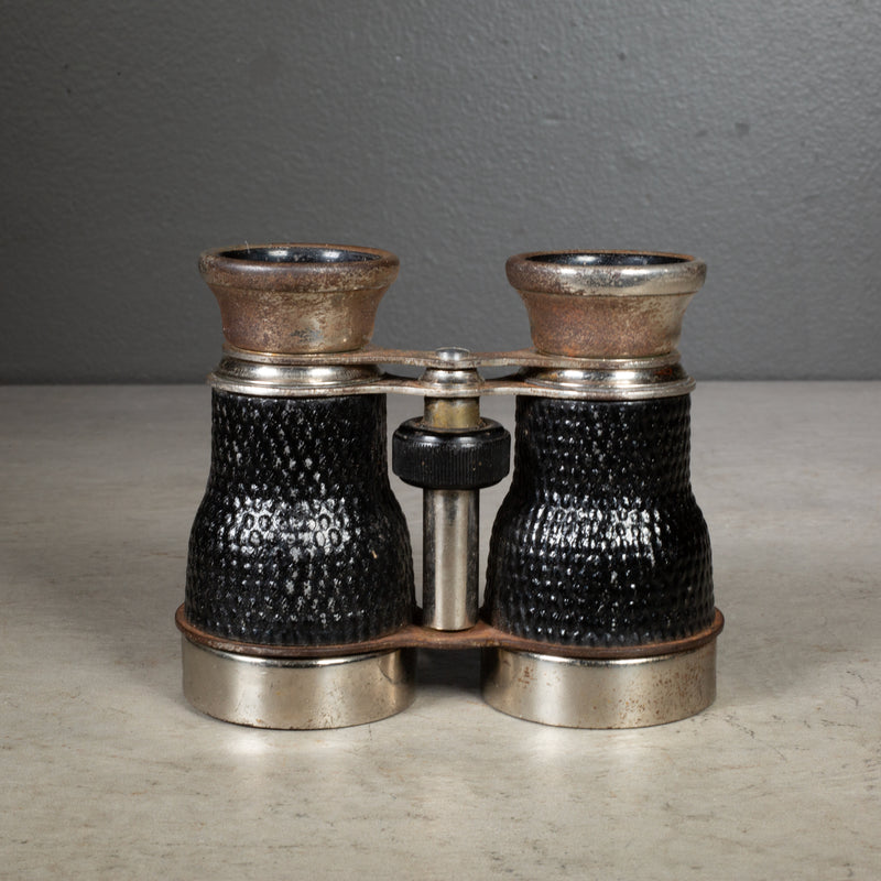 Early 20th c. Nickel Plate and Faux Alligator French Field Binoculars c.1930-1940