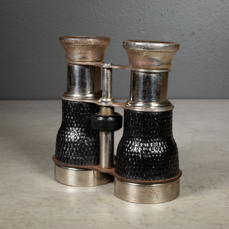 Early 20th c. Nickel Plate and Faux Alligator French Field Binoculars c.1930-1940