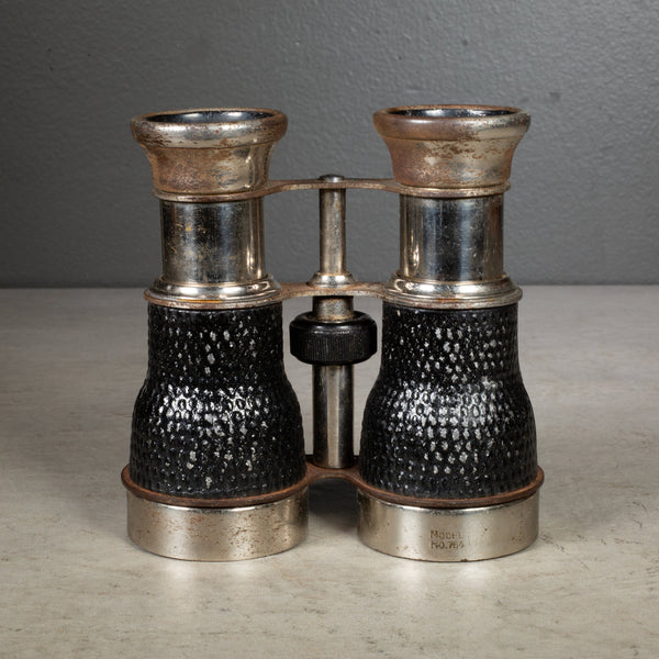 Early 20th c. Nickel Plate and Faux Alligator French Field Binoculars c.1930-1940