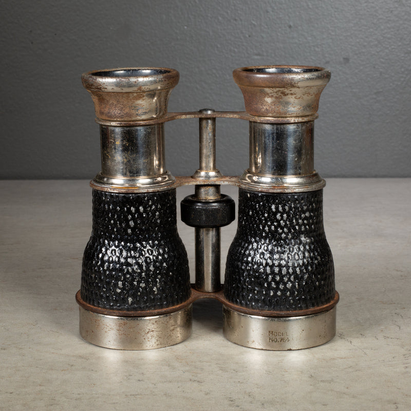 Early 20th c. Nickel Plate and Faux Alligator French Field Binoculars c.1930-1940