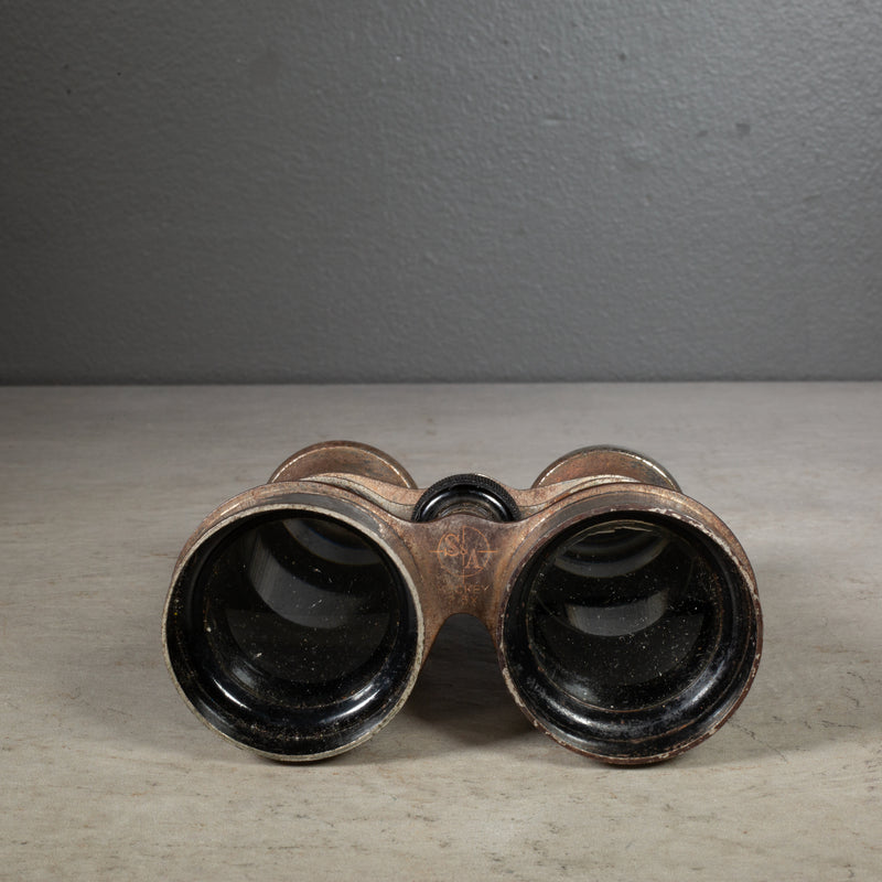 Early 20th c. Nickel Plate and Faux Alligator French Field Binoculars c.1930-1940