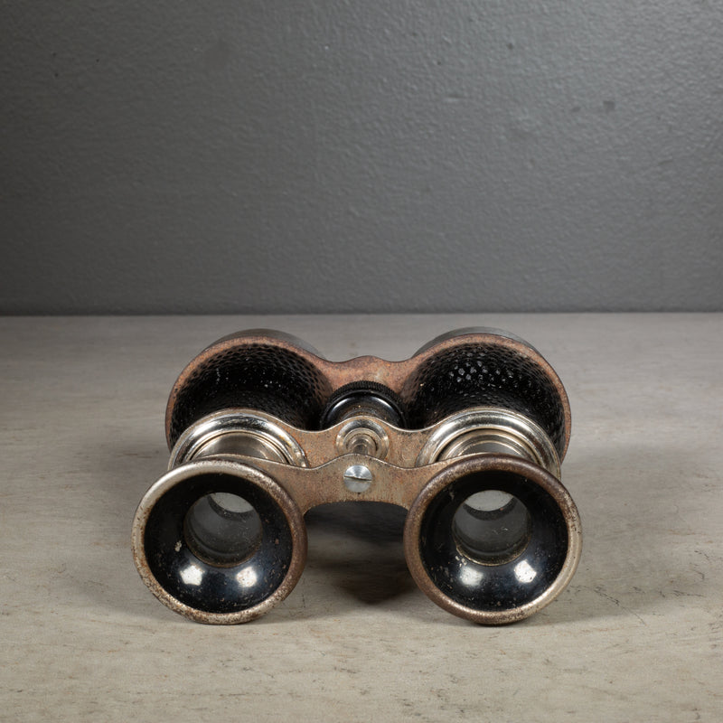 Early 20th c. Nickel Plate and Faux Alligator French Field Binoculars c.1930-1940