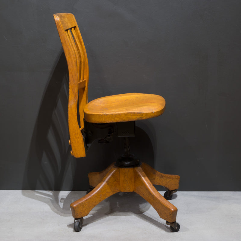 Antique Adjustable Swivel Oak Desk Chair c.1930