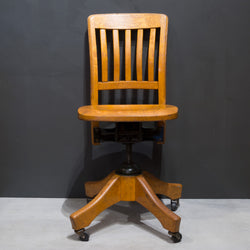 Antique Adjustable Swivel Oak Desk Chair c.1930