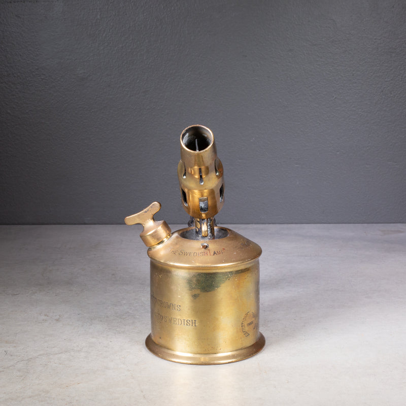 Antique Brass Three Crown's Plumber's Blowtorch c.1900, Made in Sweden