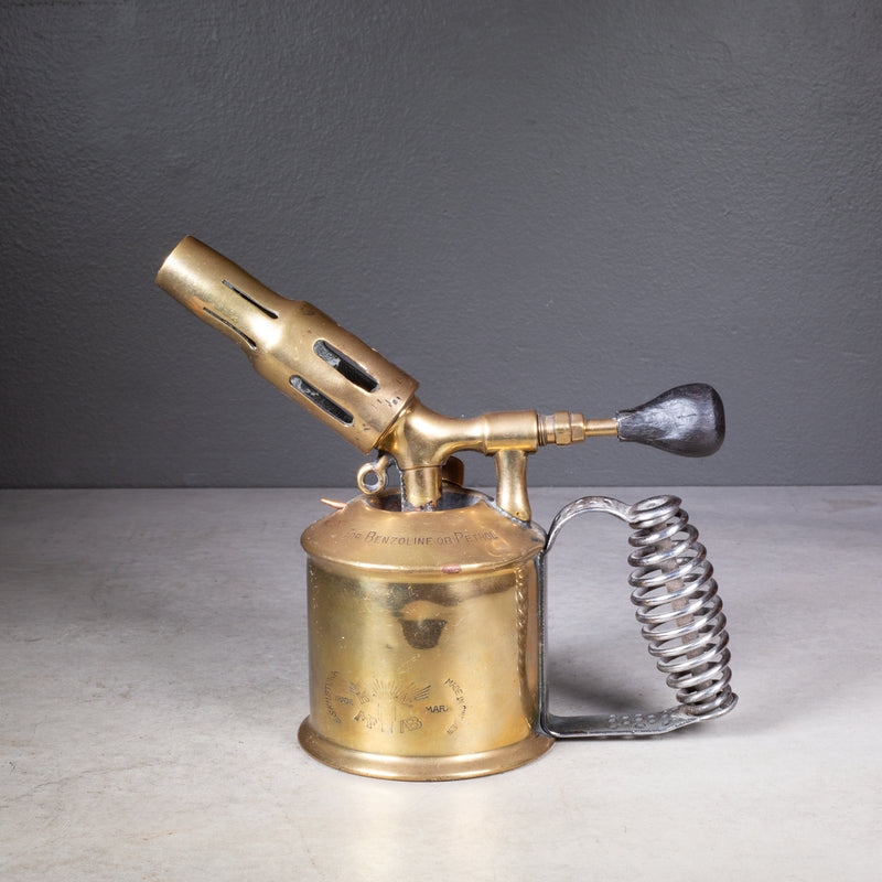 Antique Brass Three Crown's Plumber's Blowtorch c.1900, Made in Sweden