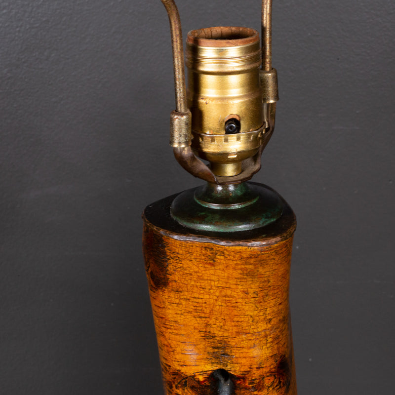 Early 20th c. Tree Trunk Lamps with Bronze Collars c.1920-1940