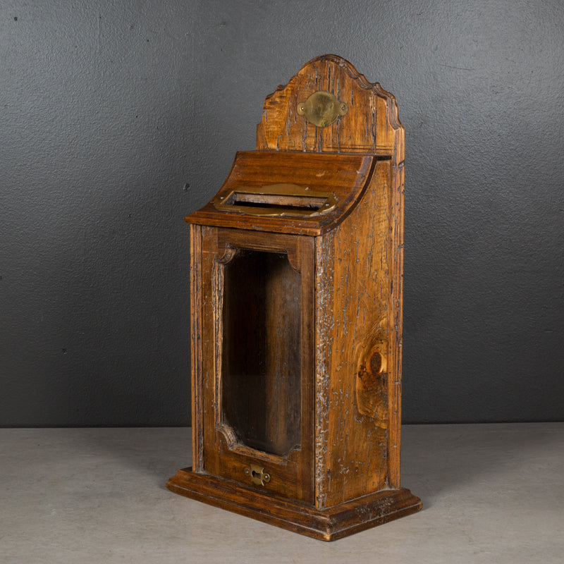 Early 20th c. Italian Wood and Brass Mailbox c.1920-1940