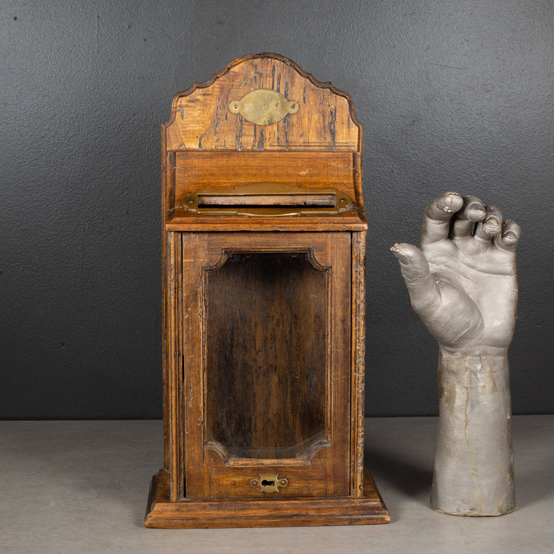 Early 20th c. Italian Wood and Brass Mailbox c.1920-1940