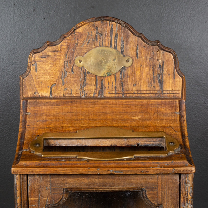 Early 20th c. Italian Wood and Brass Mailbox c.1920-1940