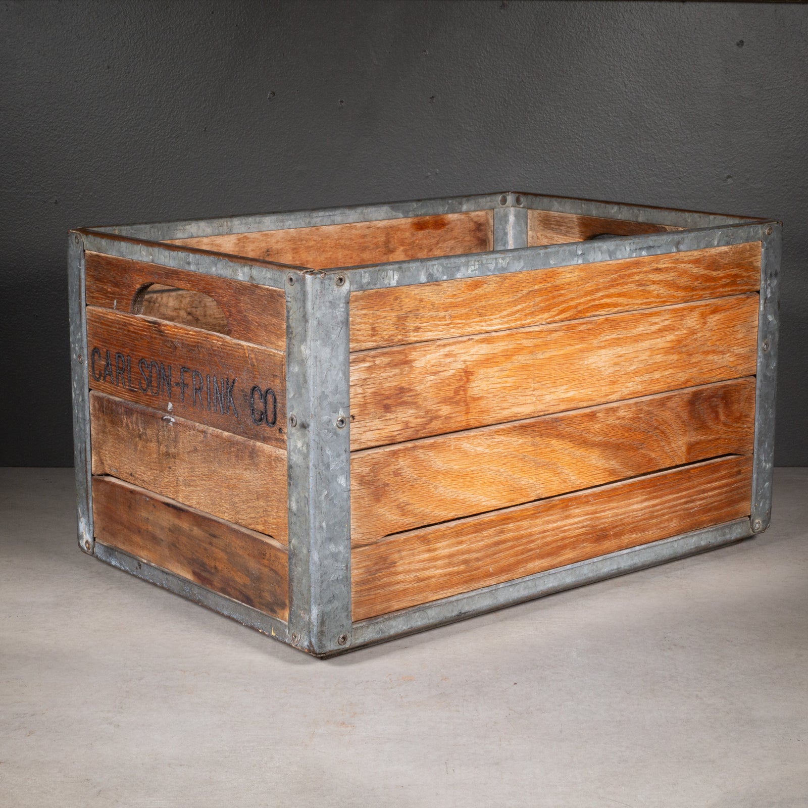 Early 20th c. Wood and Galvanized Steel Milk Crate c.1940 – S16 Home