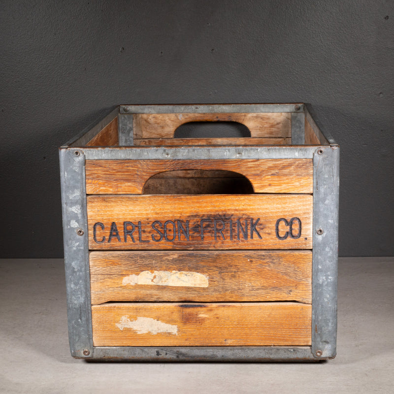 Early 20th c. Wood and Galvanized Steel Milk Crate c.1940