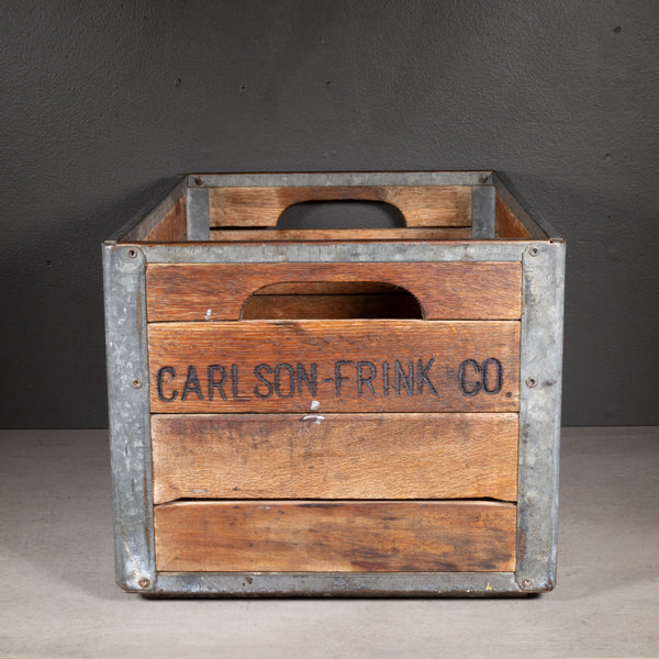 Early 20th c. Wood and Galvanized Steel Milk Crate c.1940